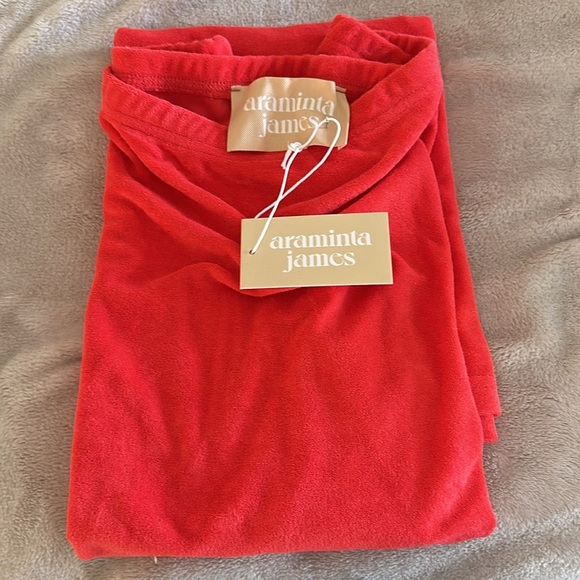 ARAMINTA JAMES Cotton Terry Column Skirt w Side Slit - Coral - L - (12) BNWT Bag - Picture 8 of 12